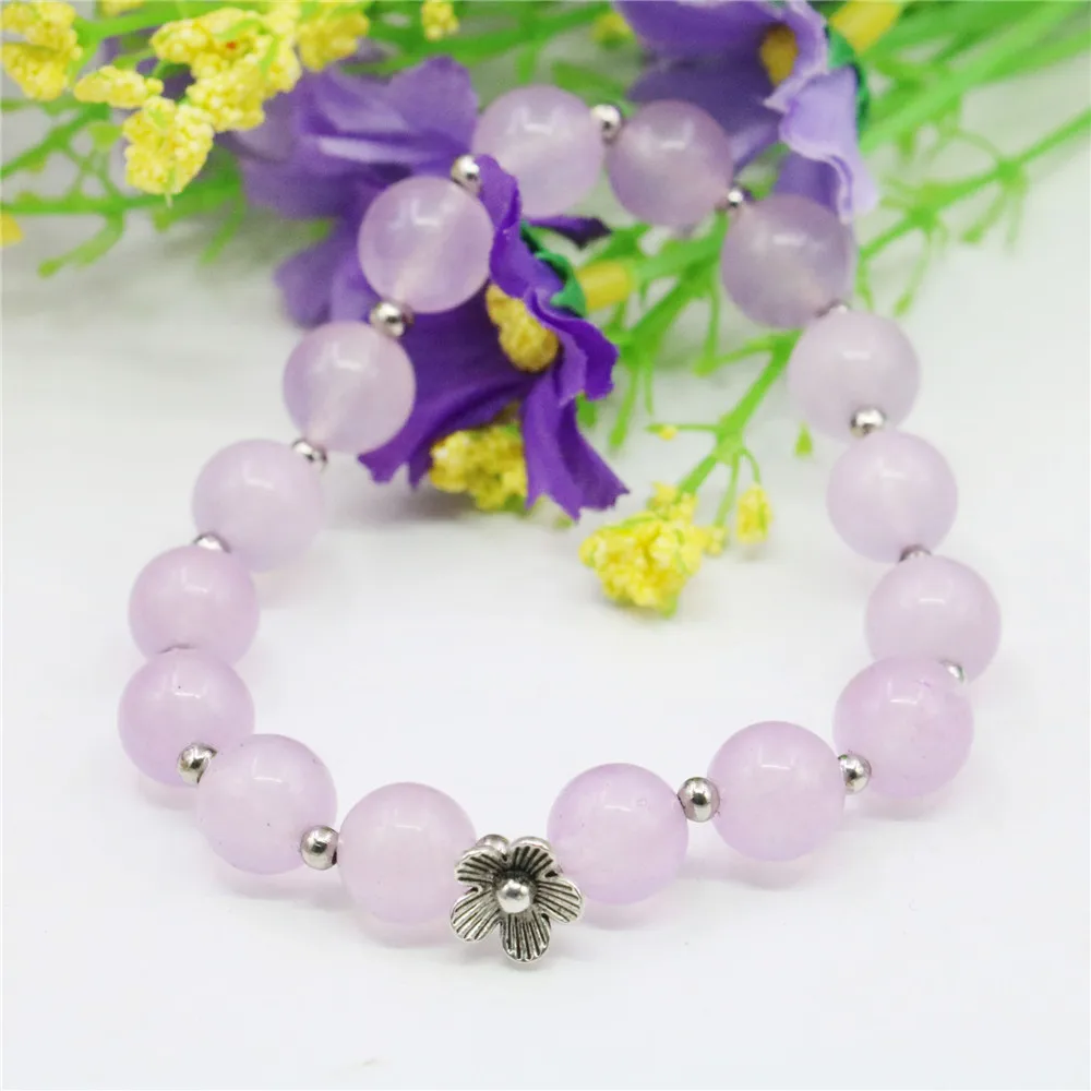 10 мм с цветочным принтом и круглым аметистами браслеты из натурального камня