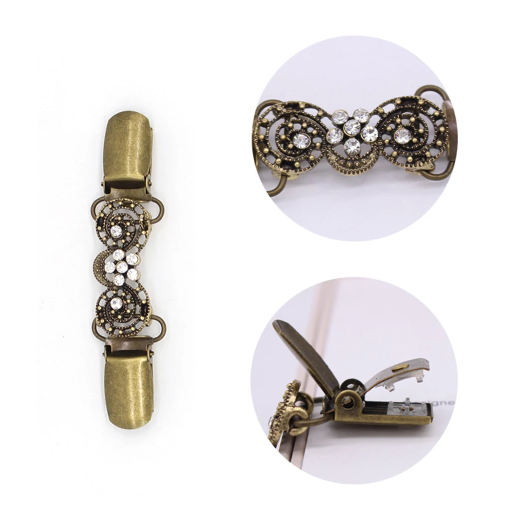 

2Pieces Hollow Sweater Shawl Clip Women Dress Cardigan Shirts Collar Clamps