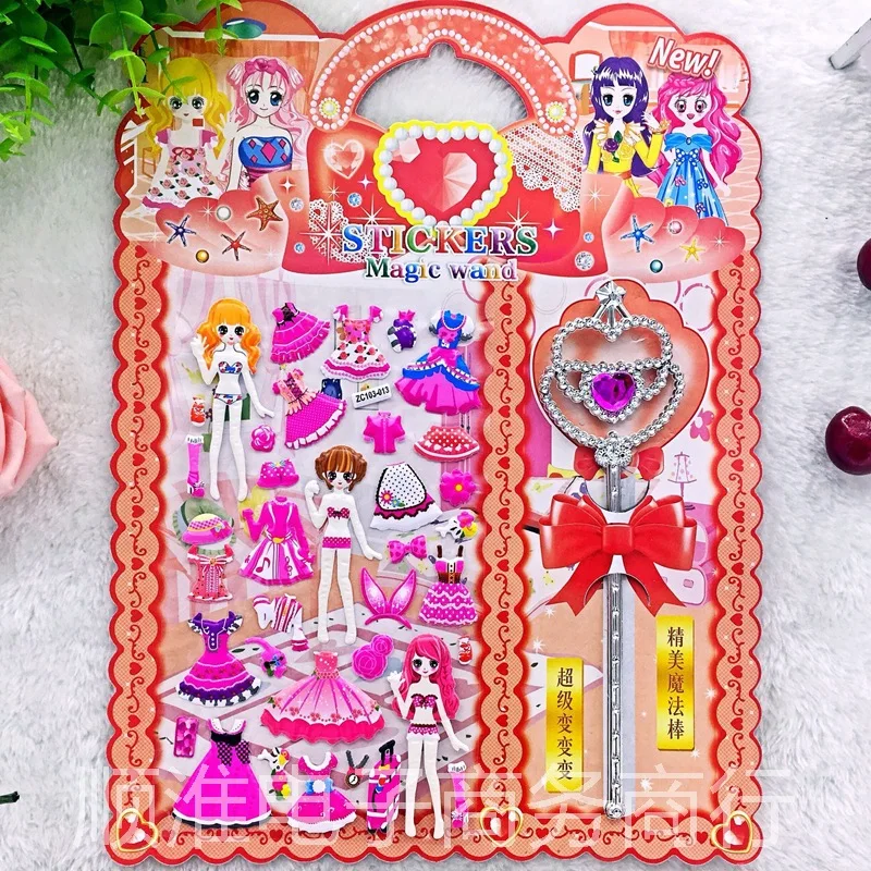 1 лист наклеек для девочек одеваются наклейки каваи 3D скрапбукинга DIY альбом