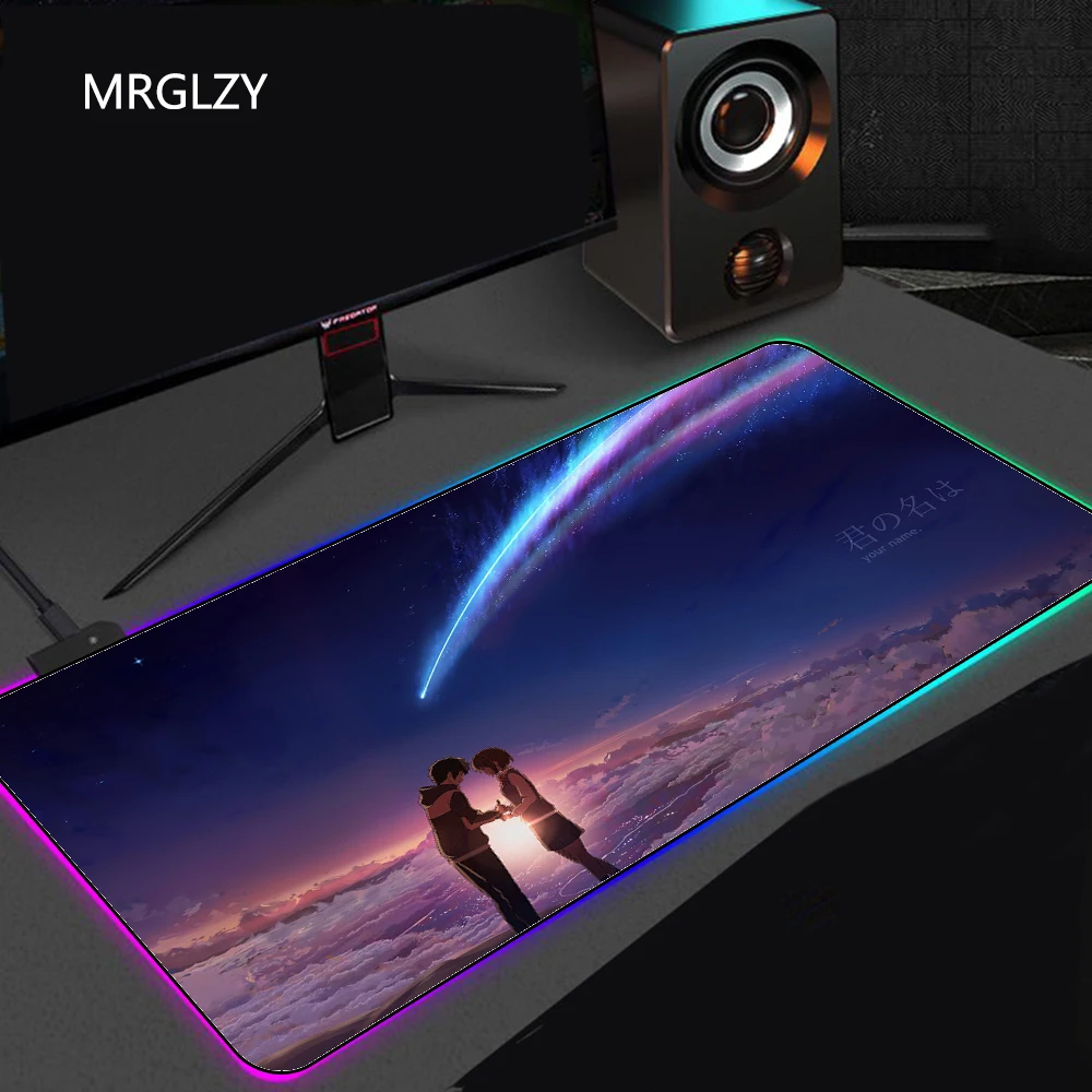 

RGB Glow Top Quality Anime your name Unique Desktop Pad Game Mousepad desk pad 30x80cm Large Mouse Pad Keyboards Mat