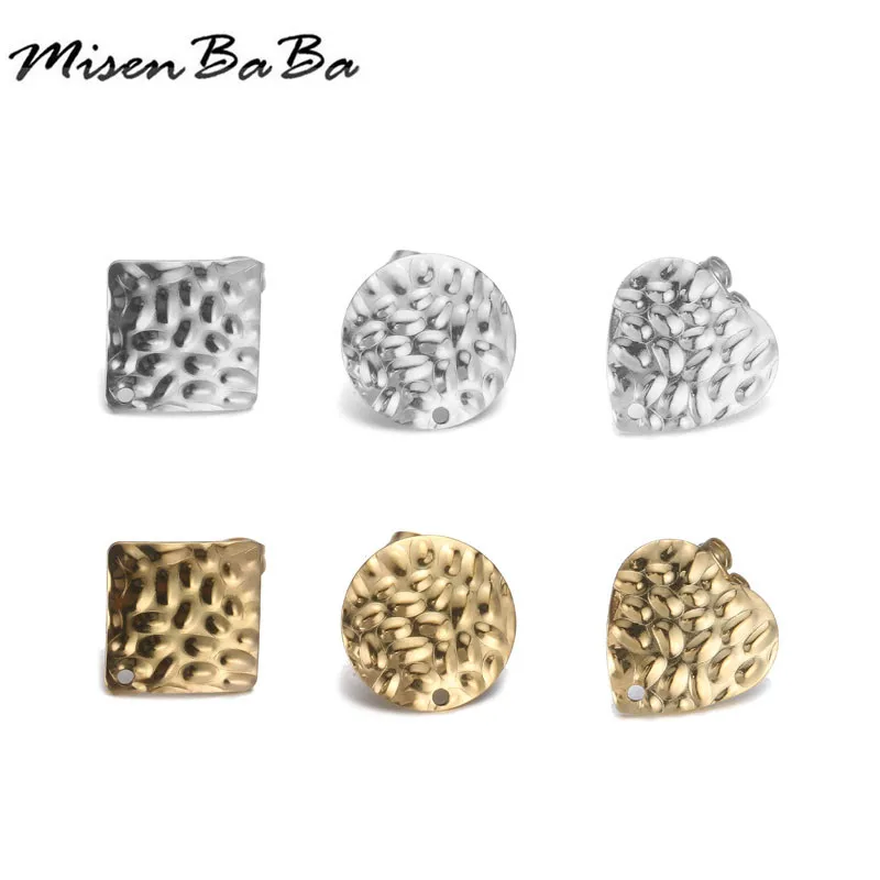 

10PCS/lot Stainless Steel Square Heart Round Blank Earrings Setting Cabochon For Jewelry DIY Making Earrings Finding