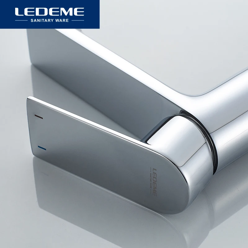LEDEME хромированный смеситель для раковины на бортике ванной комнаты горячей и