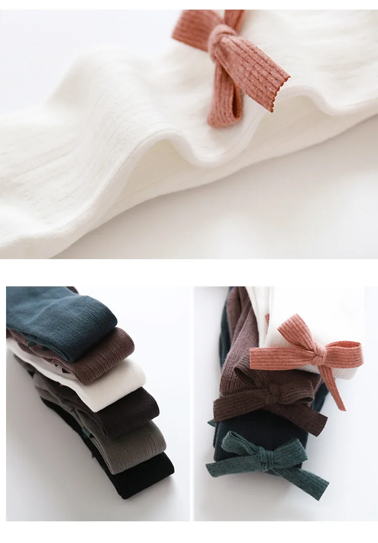 

2019 autumn pantyhose girls dance tights 0-8 years old bow children kids baby girls Bow knit warm tights