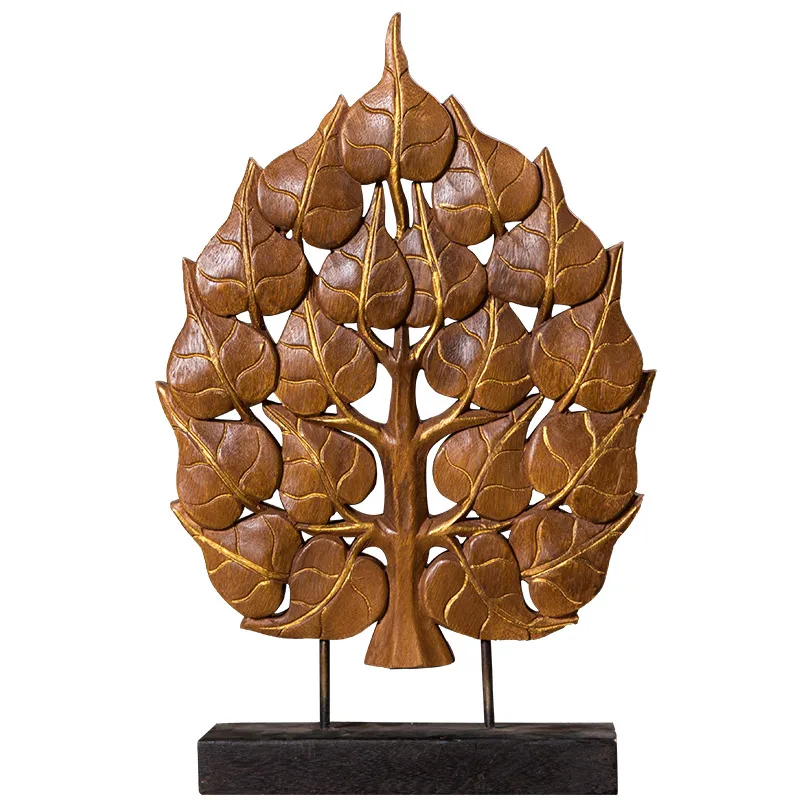 

zq Solid Wood Carving Crafts Living Room Entrance New Chinese Zen TV Cabinet Decoration Ornaments