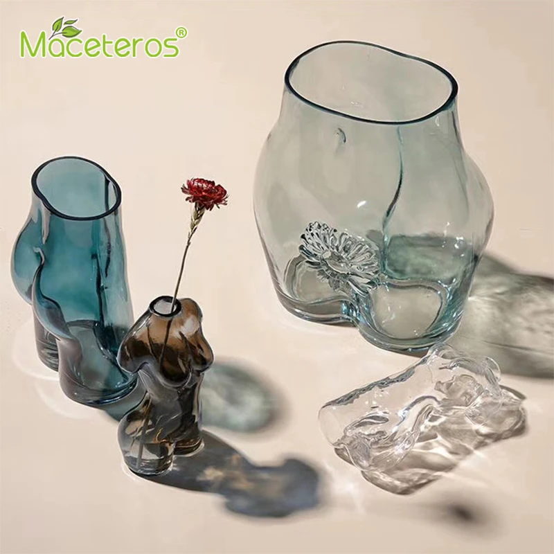 

Modern Art Body Handmade Glass Vase Flower Light Luxury Simple Nordic Hydroponic Green Plant Gardening Home Decoration Supplies