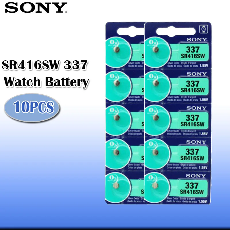 10 шт./лот Sony 100 Оригинал 1 55 в 337 SR416SW оксид серебра часы батарея Кнопка монета