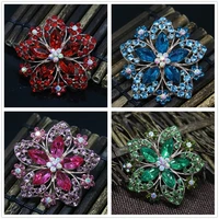 arrival rose gold color rhinestone large flower brooches for women 8 colors clear crystal pins accessories jewelry n