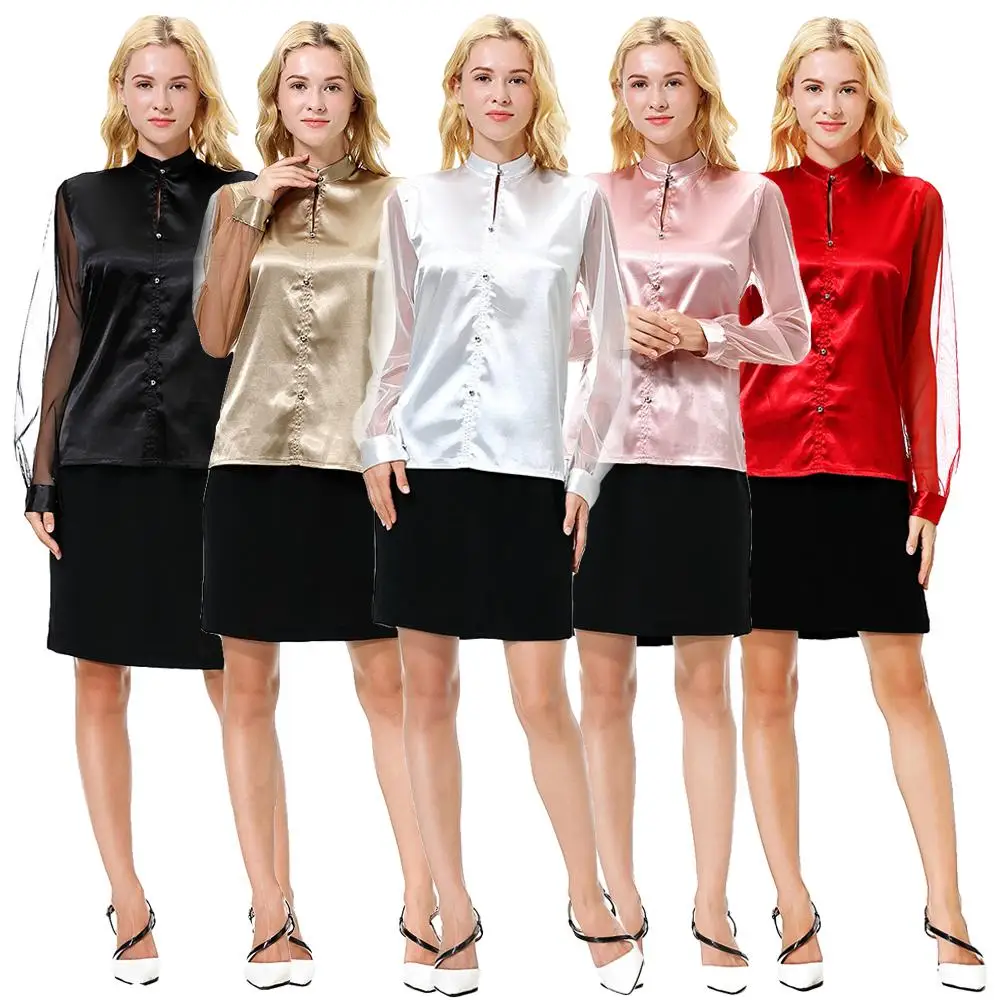 Женская кружевная блузка на пуговицах мягкая приталенная из искусственного