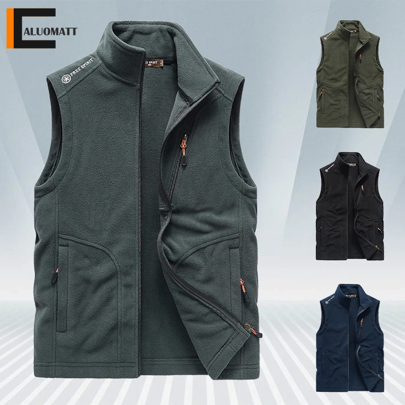 

Winter 2022 Fleece Vest Jacket Men Sleeveless Soft Shell Vests Coat Mens Windproof Thicken Warm Jackets Casual Outdoor Clothing