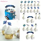 Астронавт тема кекс Топпер ракета спутник торт флаги на день рождения торт декоративные украшения для вечеринки в космосе