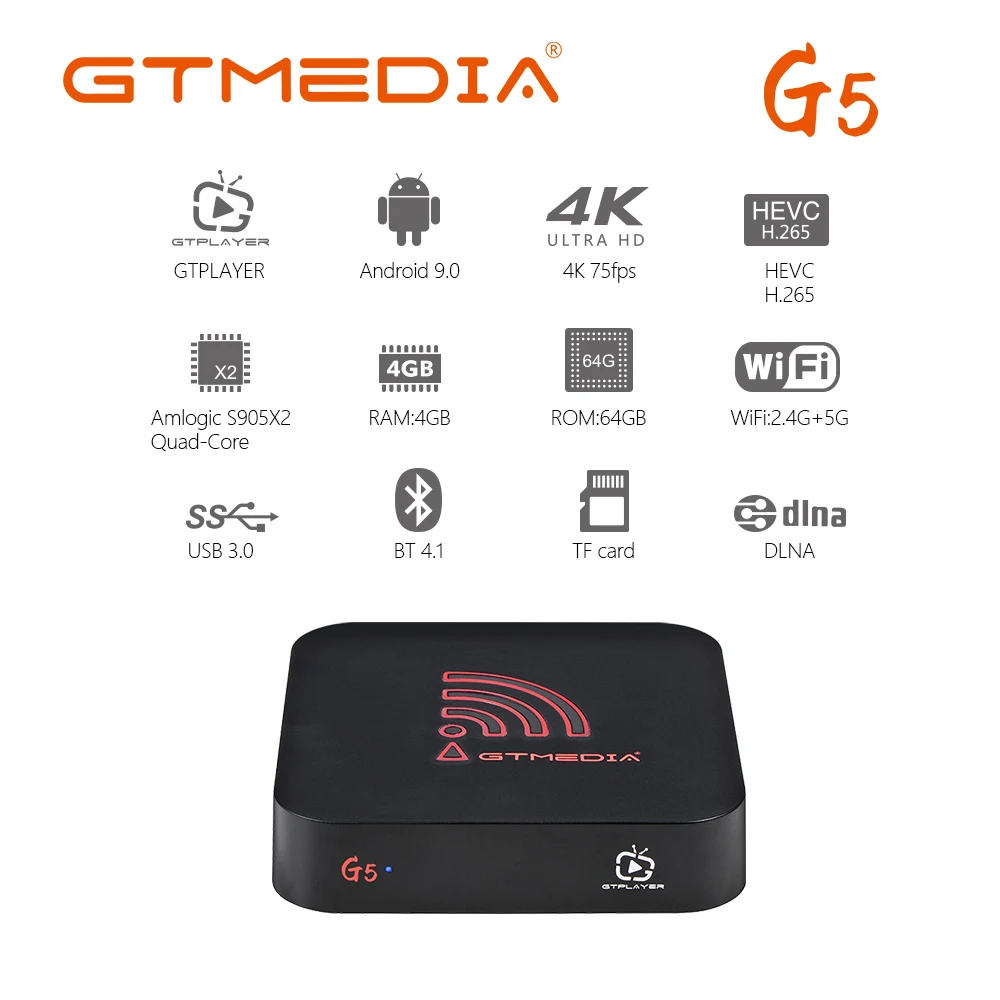 Android 9 0 GTMEDIA G5 RK3318 Smart TV Box 4 Гб 64 медиаплеер 4K 3D H.265 Google голосовой помощник Netflix Youtube