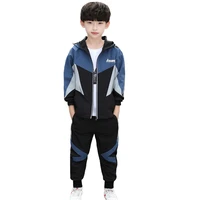 teen clothing outfit hooded jacket and trousers long sleeve with zipper pants boys cotton outerwear sweatpants two piece suits