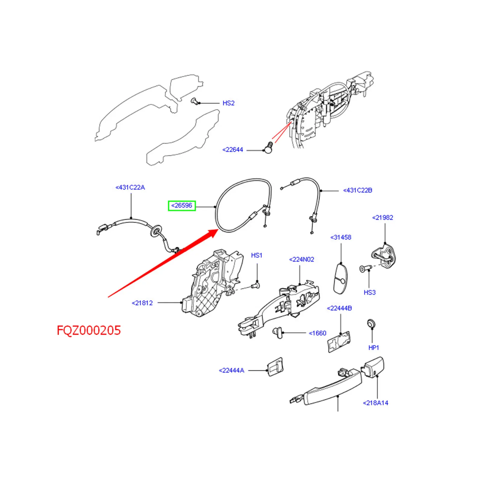 2 шт. кабель автомобильного дверного замка для 2005 2013 Land Rover LR3 LR4 Range Sport FQZ000205 =