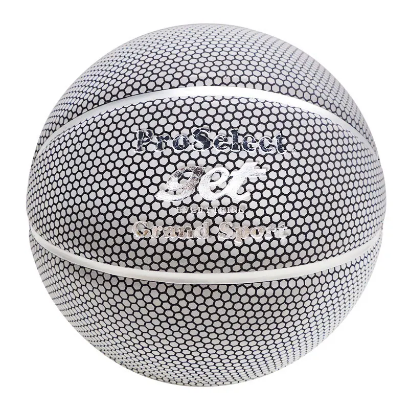 Светоотражающий баскетбольный мяч модный трендовый серебристый в виде сот