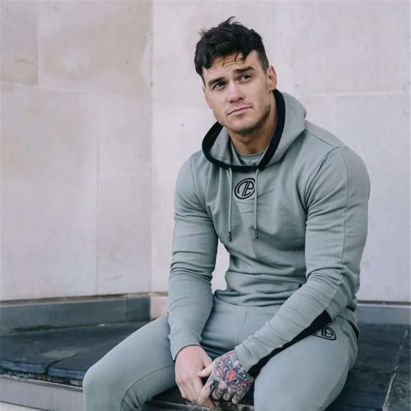 Q-Green Новые мужские повседневные толстовки фитнес бренд Мужская одежда Camisetas спортивные костюмы мужская футболка для бодибилдинга мышцы с капюшоном куртки - Цвет: Q-Green