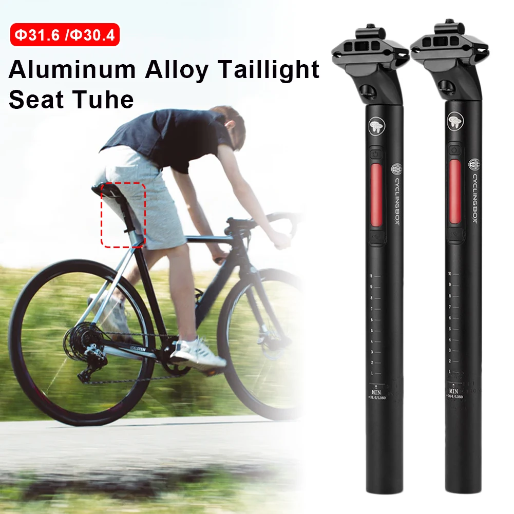 

Aluminum Alloy Bicycle Seat Post Outdoor Cycling Bike Seatpost 31.6/30.4mm With Brake Light Seat Tube Adjustable MTB Seatpost