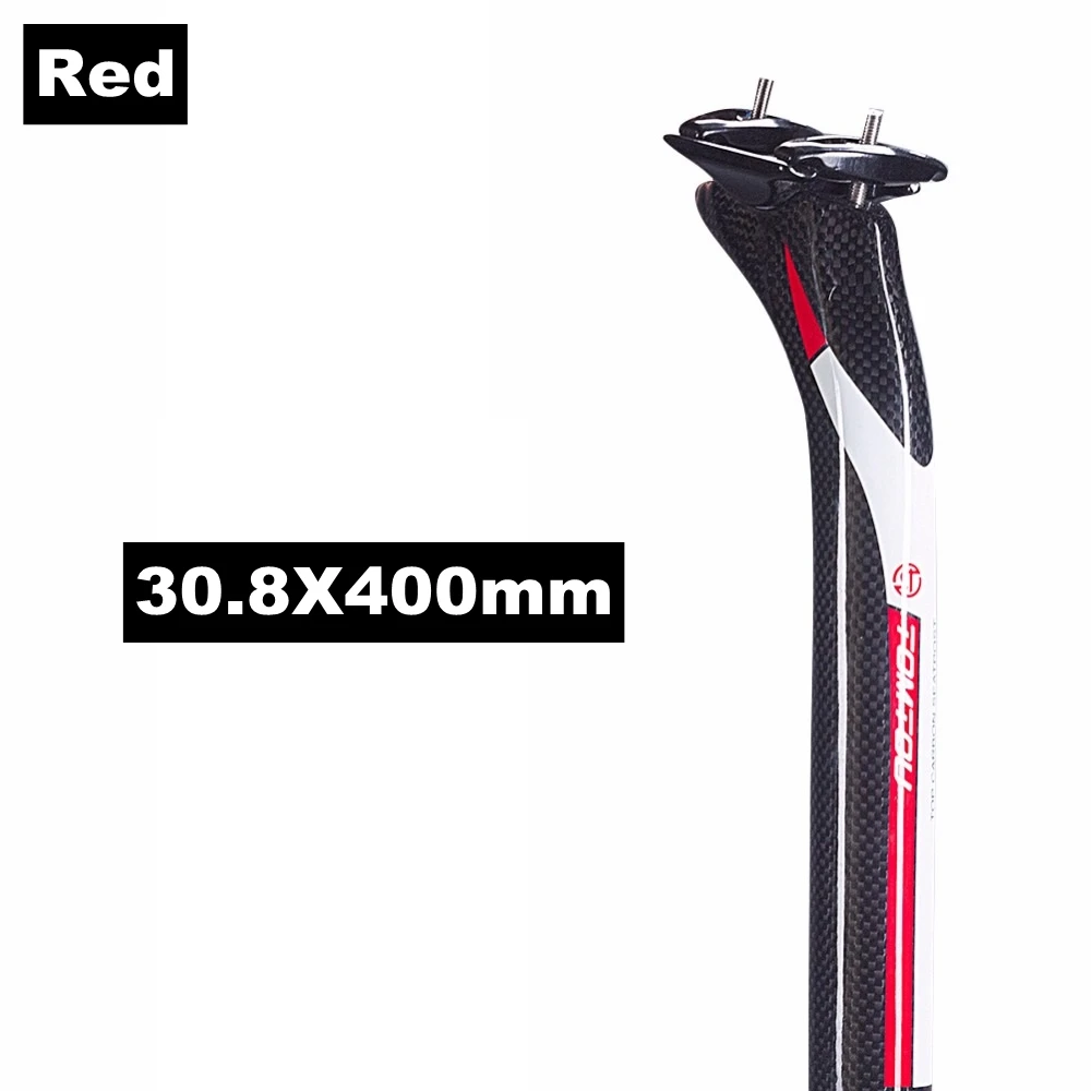 Red 30.8X400mm TOMTOU назад на-25 градусов, для велоспорта, полные 3K из углеродного волокна, велосипедный Подседельный штырь 27,2/30,8/31,6*350/400 мм для дорожного/горный велосипед Запчасти - Цвет: Red 30.8X400mm