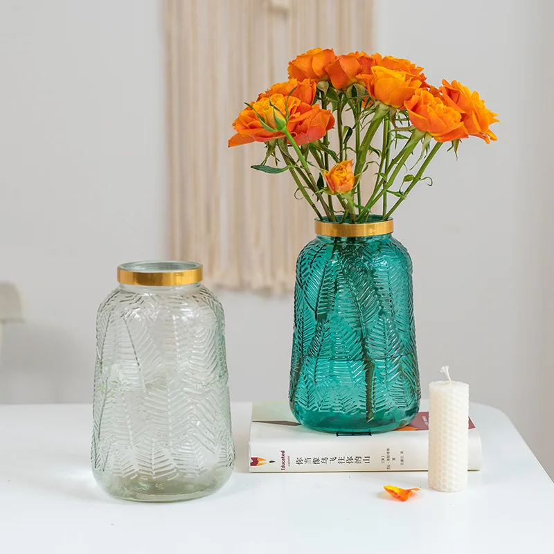 

European style maple leaf vase home decoration ornament flower arrangement glass vase