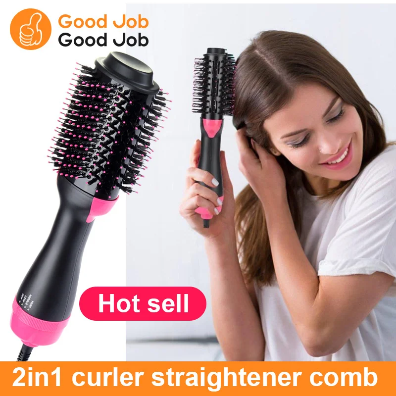 

One Step Hair Dryer & Volumizer 3-in-1 Negative Ion Straightening Brush Salon Hair Dryer Brush Hot Air Brush Hair Curler Comb