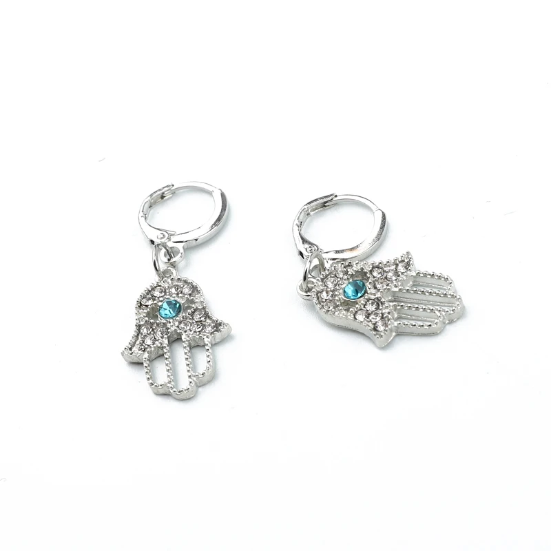 silver color hand Dayoff Европейский горный хрусталь рука Хамса кольца для женщин панк простые женские ювелирные изделия хрустальный круглый серьги вечерние серьги aros mujer oreja E367 - Окраска металла: silver color hand