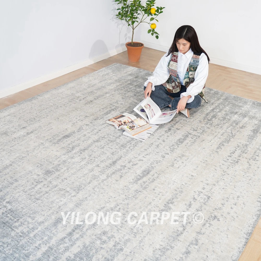 

244x305cm Loom-knotted Wool Silk Carpet Kid Friendly Contemporary Rug (HL20)