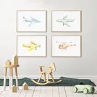 Мультяшный самолет постер с вертолетом детская Настенная картина на холсте Печать картины для ребенка мальчика комната декоративная