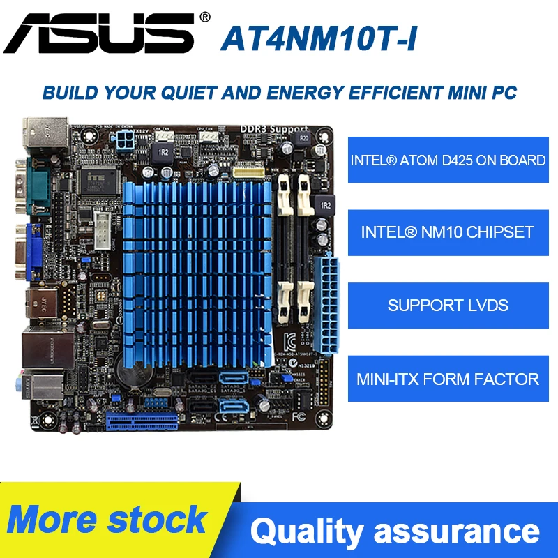 

Материнская плата ASUS AT4NM10T-I MiNi для настольного ПК, встроенные процессоры Atom D425, ОЗУ DDR3, 4 Гб, материнская плата Mini ITX