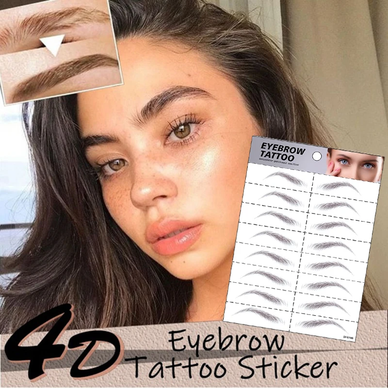 

40Pairs Magic 4D Hair-like Authentic Eyebrows Tattoo Sticker False Eyebrows Waterproof Lasting Water-based Eye Brow Stickers