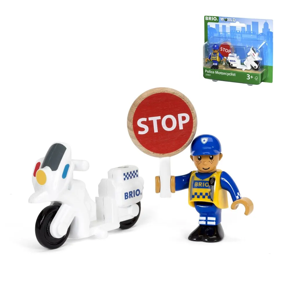Игровой набор деревянный развивающий BRIO Полицейский мотоцикл Аксессуары для