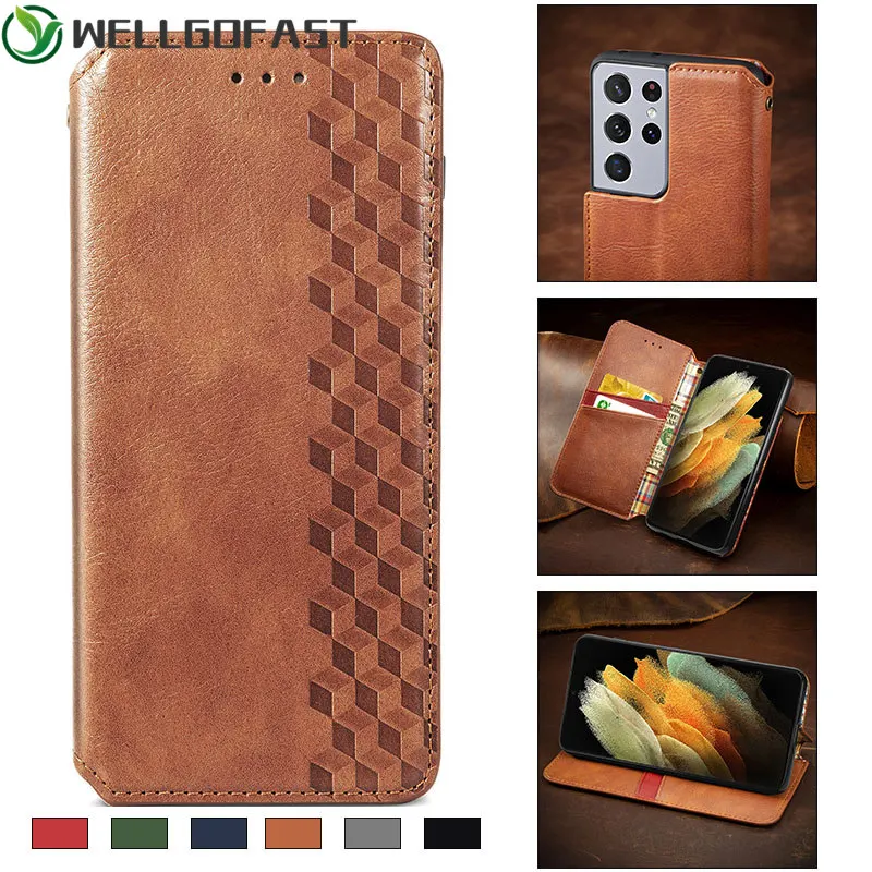 

Leather Case for Samsung Galaxy Note20 Ultra S20 S10 S9 Plus S21 FE A71 A51 A52 A72 A22 A42 A32 A12 Wallet Flip Skin Phone Cover