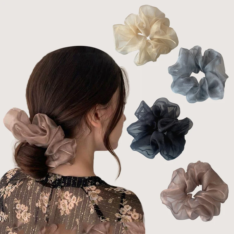 

New French Retro Elastic Hair Bands Silk Scrunchie Hairband Ponytail Holder Headbands For Hair Woman Fashion Hair Accessories