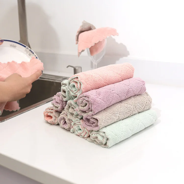 

Do not lose hair absorbent dishwashing cloth kitchen thick cleaning towel wipe hand towel soft non-oil rag kitchen towels