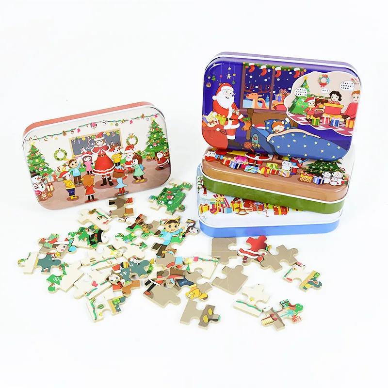 

Christmas Decoration 60PCS DIY Wooden Puzzle For Children Baby Educational Toy Santa Wood Jigsaw New Year Natal Xmas Gifts