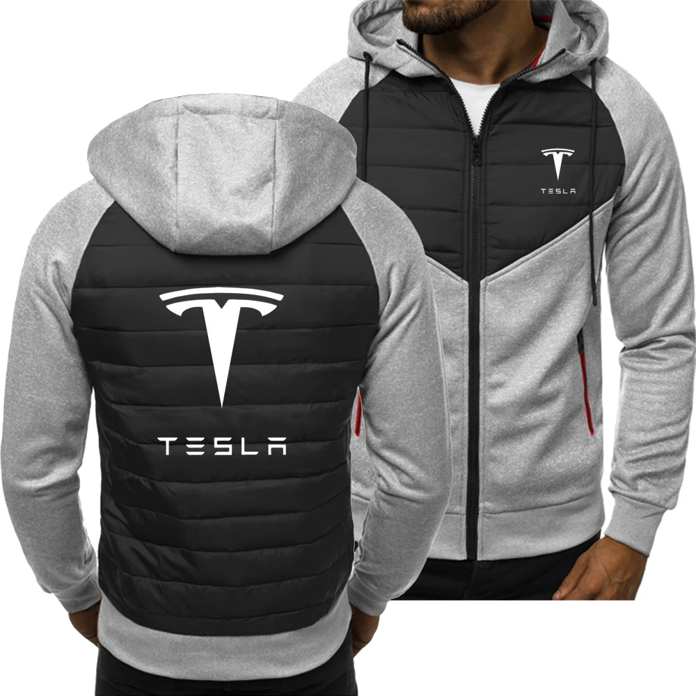 

2021 New Men Tesla Hoodies Spring Autumn Jacket Casual Sweatshirt Long Sleeve Zipper Hoody