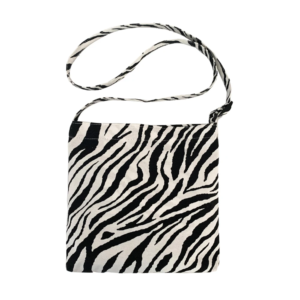 

Portable Women Canvas Shoulder Tote Female Zebra Street Shoulder Top-handle Bags Youth Ladies Simple Versatile Bag