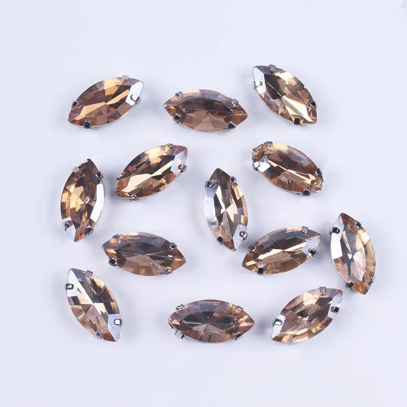 Стразы конский глаз для рукоделия AB с плоской задней стороной серебряный