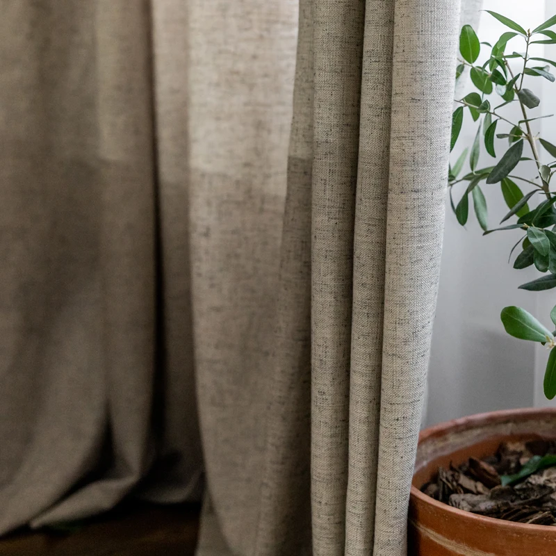 Linen semi shad curtain cloth ramie Japanese Nordic style pure cotton linen modern simple Chinese custom | Дом и сад