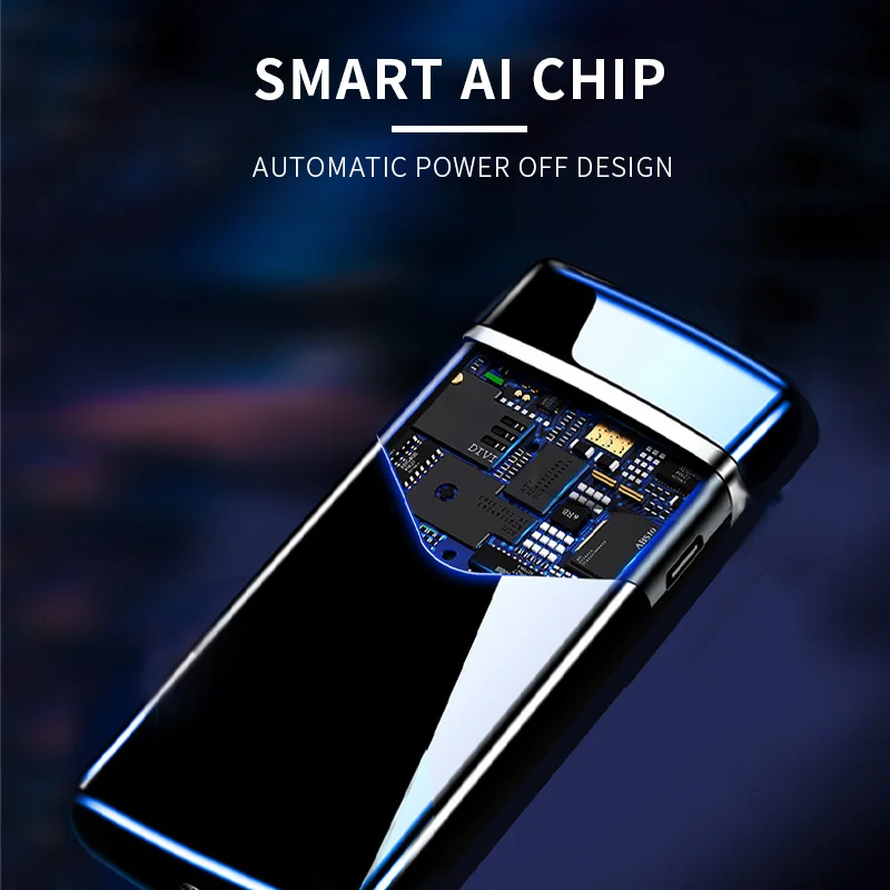 Электрическая зажигалка с двойной дугой заряжаемая от USB ветрозащитная