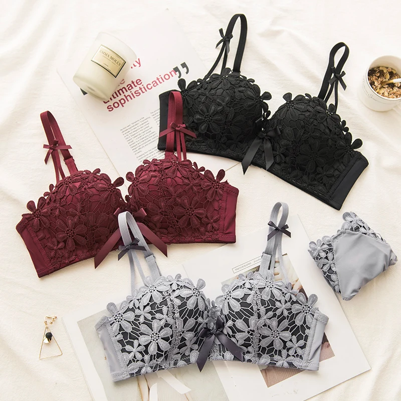 Комплект женского кружевного нижнего белья с чашками пуш ап|Комплекты белья| |