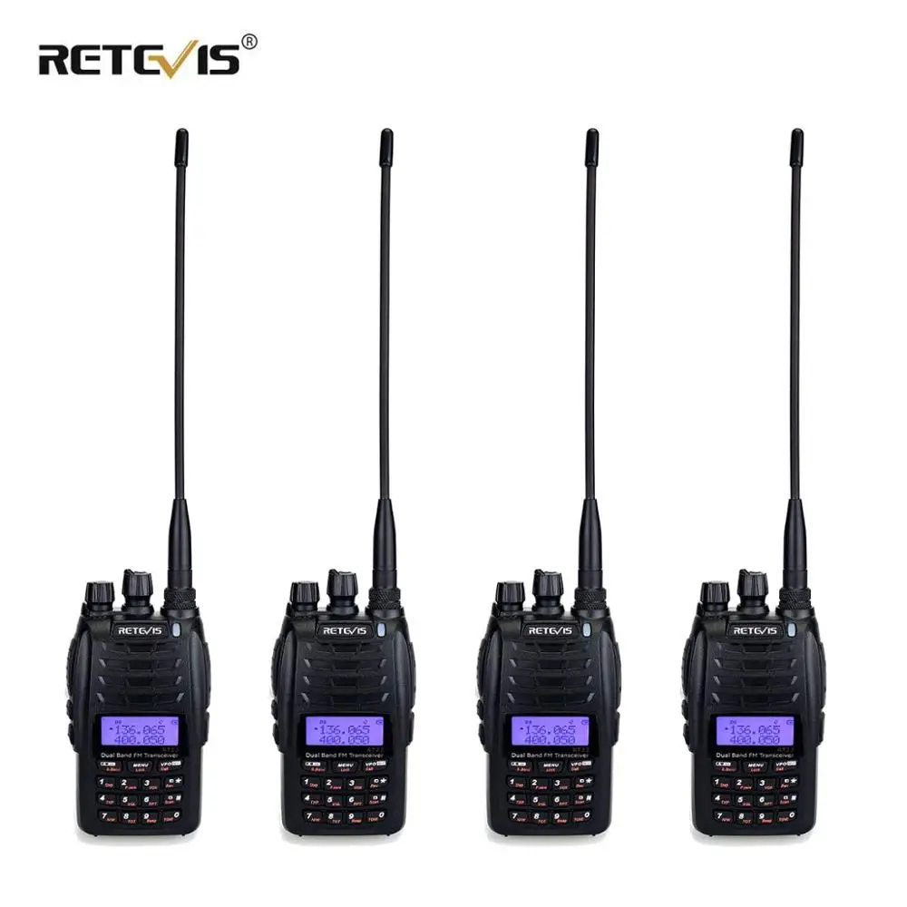 

Retevis RT23 Dual Receive Walkie Talkie 4pcs Dual PTT 5W VHF UHF Dual Band 1750Hz DTMF Scan FM Ham Radio Cross-Band Repeater