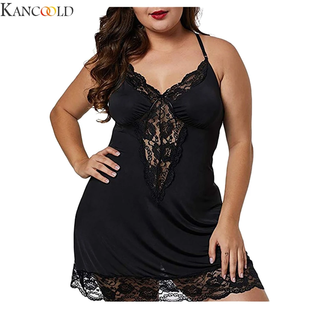 Женская сексуальная бархатная ночная рубашка KANCOOLD кружевная с V образным вырезом