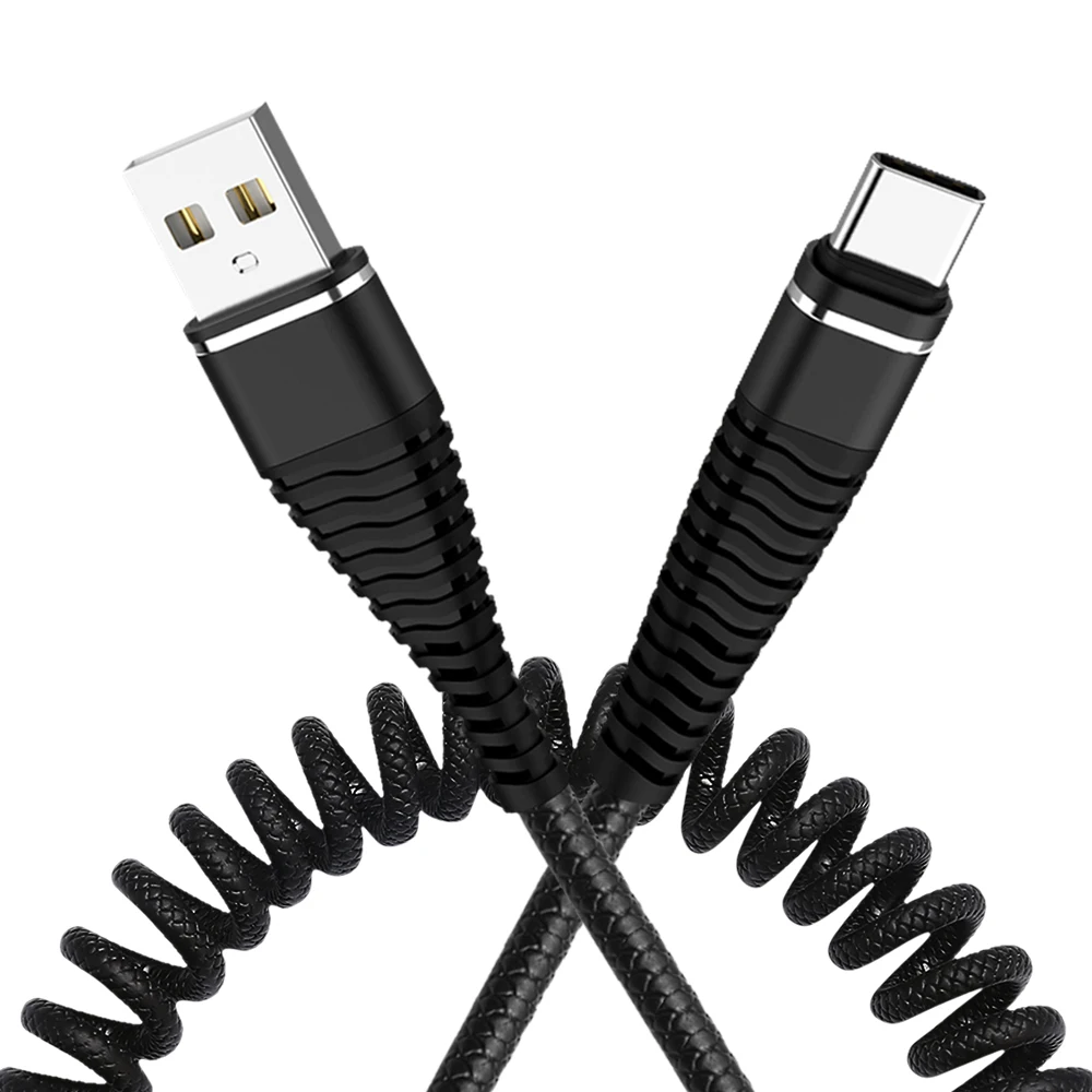 Кабель Micro USB Type C выдвижной пружинный кабель для Huawei Mate 30 P30 P20 Lite 2.1A быстрой