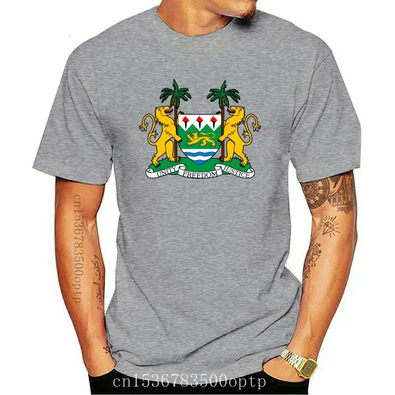 

New Sierra Leone Coat Of Arms Men T Shirt Popular Vintage Big Size Cotton Crewneck Short Sleeve Brand Clothing