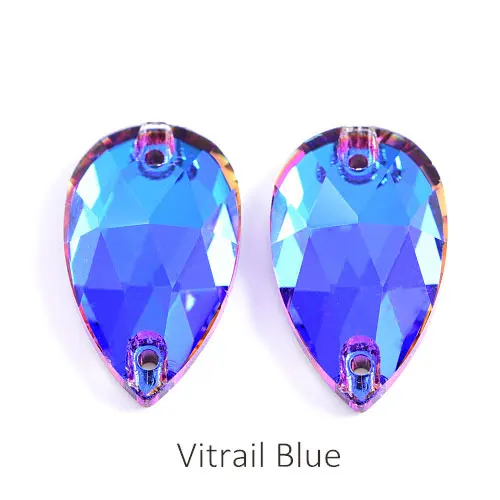 Vitrail Blue 11x18 мм Красочные 24 цвета лучшее качество пришить стразы каплевидной формы бутик стекло Flatback пришить декоративные камни для одежды F0051 - Цвет: Vitrail Blue