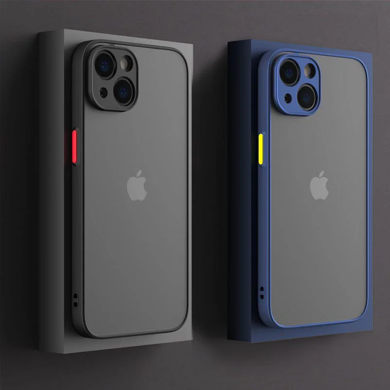 

Luxury Matte Armor Cover Transparent Phone Case for iPhone 12 11 13 Pro MAX Mini XS XR X 8 7 Plus SE Shockproof Protective Shell