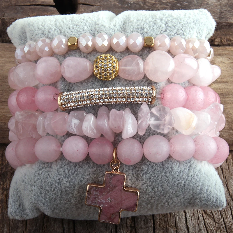 Комплект женских браслетов из натурального камня 5 шт. | Украшения и аксессуары