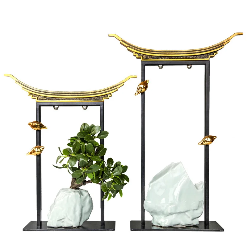 

New Chinese-style Building Ceramic Ornaments Modern Home Living Room Study Soft Decoration Model Decoration