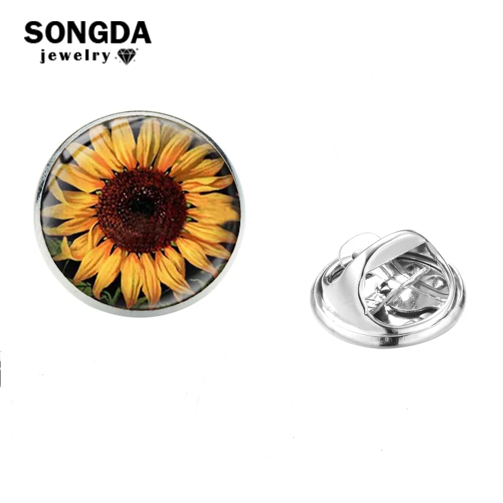 SONGDA значки со стеклянным куполом подсолнуха винтажные художественные