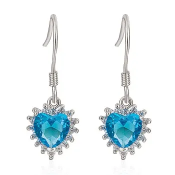 

The New Blue Crystal Earhook Earrings Are Not Allergic To In The Heart of The Sea Beautiful Fashion Heart-shaped Earrings JED438