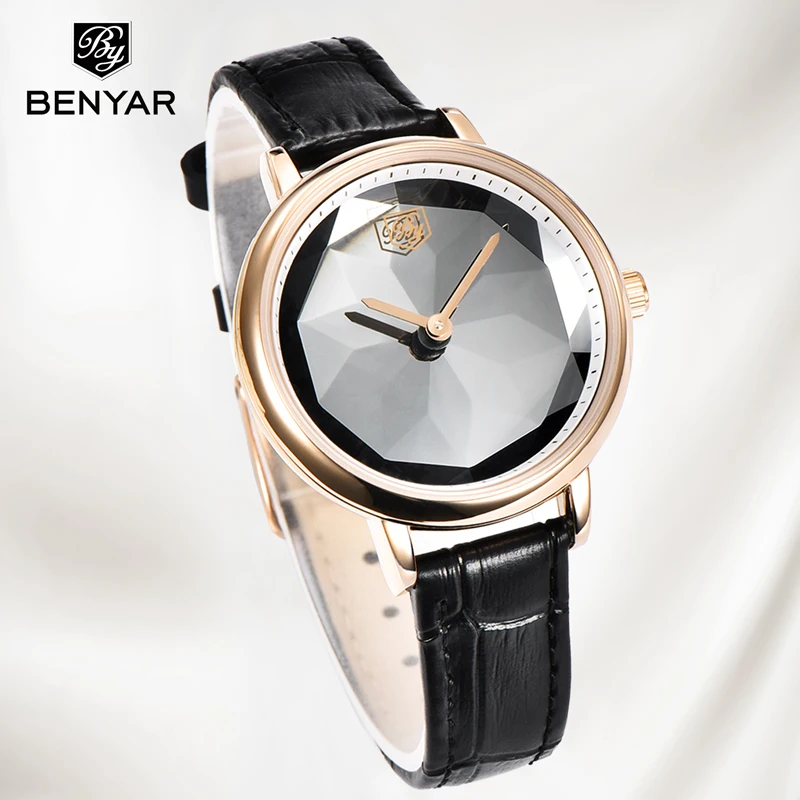 BENYAR женские наручные часы модные повседневные роскошные золотые кожаные